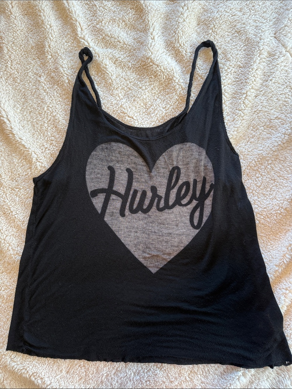 Hurley Black Tank Top with Gray Heart Logo